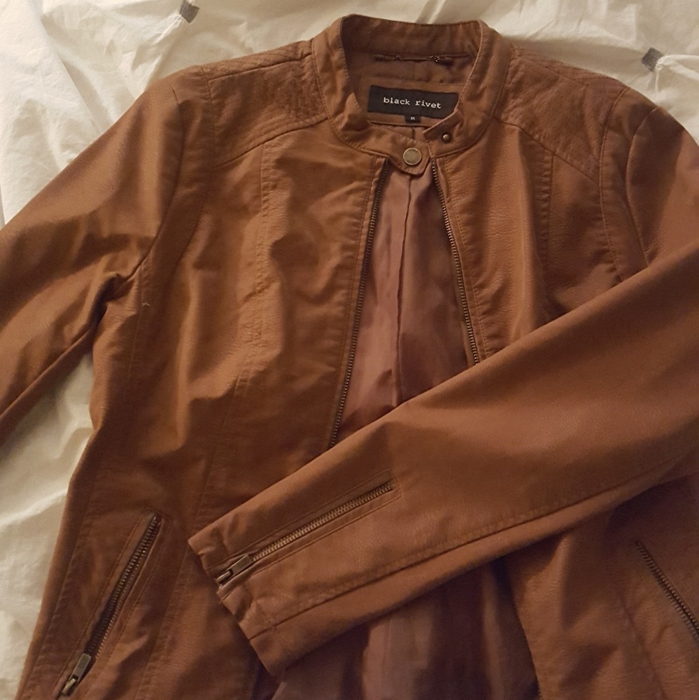 Brown faux suede jacket
